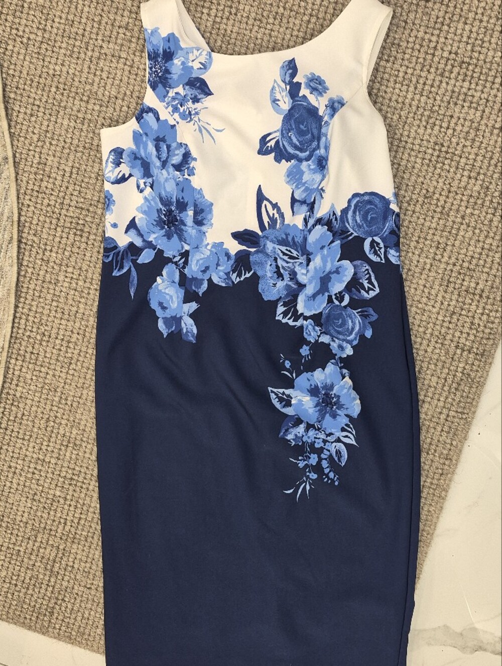 Navy and White Floral Pencil Dress